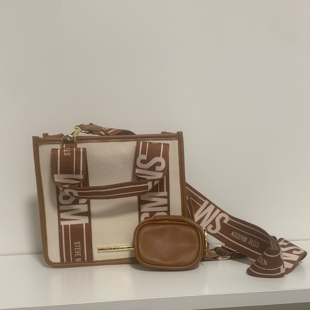 Steve Madden Tan and Cream Crossbody Bag